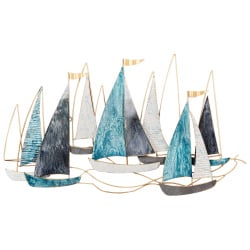 Dekoracja ścienna Statek BOHRIUM Metal 50 cm Niebieski