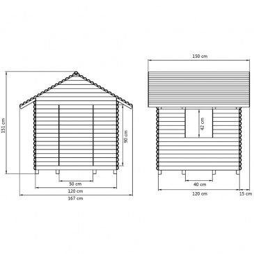 Domek dla dzieci, impregnowane drewno FSC, 167x150x151 cm