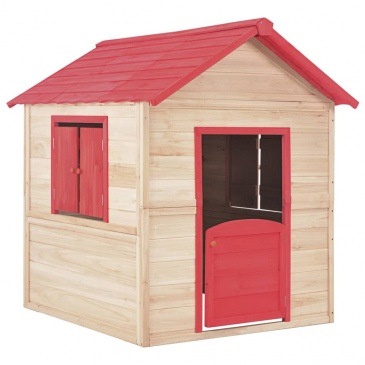 Domek do zabawy dla dzieci, drewniany, czerwony
