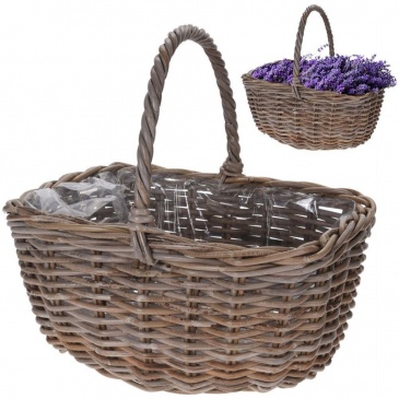Doniczka, osłonka wiklinowa, rattanowa, kosz, koszyk z uchwytem na kwiaty, rośliny, 40x32x40 cm