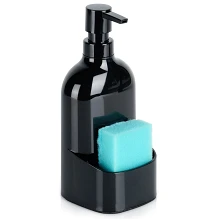 Dozownik płynu do naczyń z pojemnikiem na gąbkę czarny 500 ml
