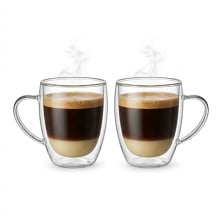 Duże szklanki do latte z podwójnym dnem 420 ml, 2 szt. – termiczne, do kawy i herbaty, Valesso