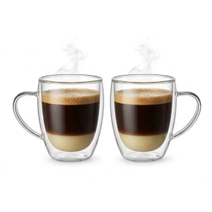 Duże szklanki do latte z podwójnym dnem 420 ml, 2 szt. – termiczne, do kawy i herbaty, Valesso