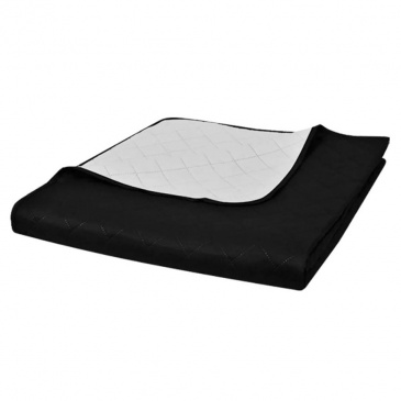 Dwustronna pikowana narzuta na łóżko Czarna/Biała 230 x 260 cm