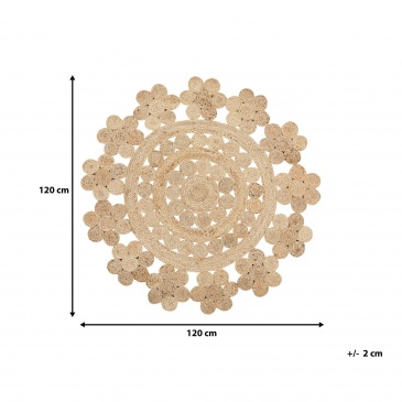 Dywan okrągły z juty ø 120 cm beżowy BIRECIK