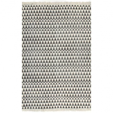 Dywan typu kilim, bawełna, 160 x 230 cm, czarno-biały ze wzorem