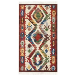 Dywan wełniany kilim 80 x 150 cm wielokolorowy arevik