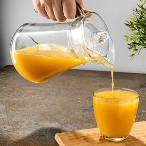 Dzbanek szklany do wody, kompotu, napojów, lemoniady, z uchwytem i pokrywką, 1,4 l