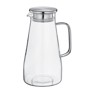 Dzbanek, szkło borokrzemowe/stal nierdzewna, 1,6 l, śred. 12,5 x 22,5 cm