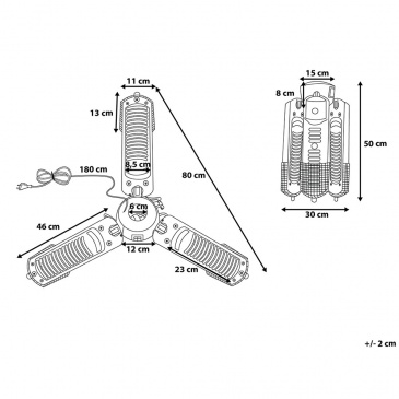 Elektryczny promiennik ogrodowy - trzyramienny grzejnik parasolowy - wiszący - STROMBOLI