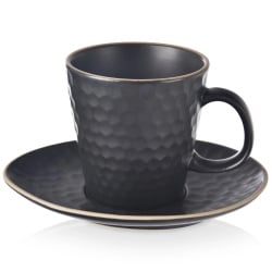 Filiżanka ze spodkiem ceramiczna czarna tea time 235 ml