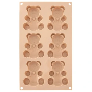 Forma do ciastek muffinek silikonowa beżowa misie 30x17,5x2 cm