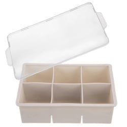 Forma do kostek lodu z pokrywką silikonowa beżowa XXL 18,5x12x5 cm