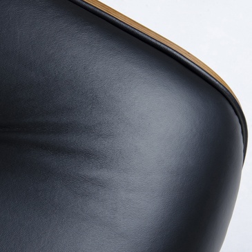 Fotel biurowy Lounge czarny sklejka różana skóra naturalna