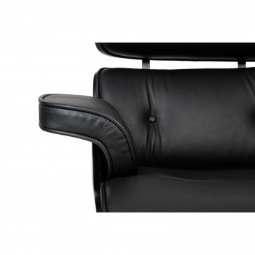 Fotel biurowy lounge gubernator czarny - heban, skóra naturalna, podstawa czarna