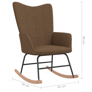 Fotel bujany z podnóżkiem, brązowy, obity tkaniną