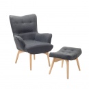 Fotel ciemnoszary + pufa - fotel tapicerowany - krzesło - VEJLE BLmeble