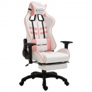 Fotel gamingowy dla gracza z podnóżkiem różowy PU