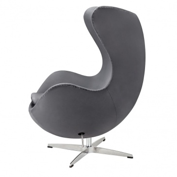 Fotel EGG CLASSIC VELVET ciemny szary z podnóżkiem - welur, podstawa aluminiowa