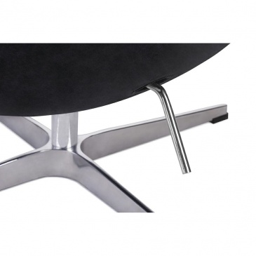 Fotel EGG CLASSIC VELVET czarny z podnóżkiem - welur, podstawa aluminiowa