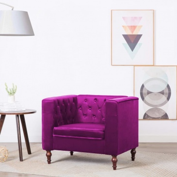 Fotel fioletowy aksamit