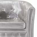 Fotel klubowy z podnóżkiem srebrny sztuczna skóra