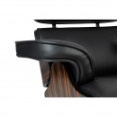 Fotel lounge czarny, sklejka heban - skóra naturalna