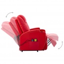 Fotel masujący, ułatwiający wstawanie, czerwony, sztuczna skóra