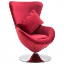 Fotel do salonu obrotowy z poduszką czerwony aksamitny