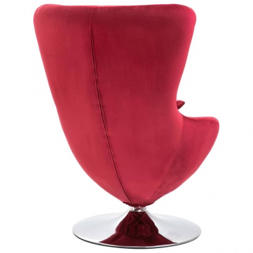 Fotel do salonu obrotowy z poduszką czerwony aksamitny
