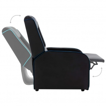 Fotel rozkładany, czarno-niebieski, sztuczna skóra