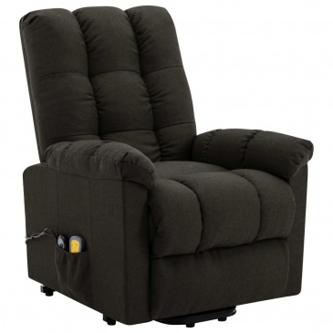 Fotel rozkładany, masujący, podnoszony, ciemnobrązowy, tkanina