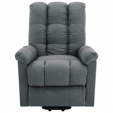 Fotel rozkładany, masujący, podnoszony, jasnoszary, tkanina