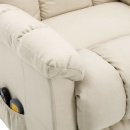 Fotel rozkładany, masujący, podnoszony, kremowy, tkanina