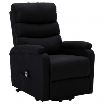 Fotel rozkładany, podnoszony, czarny, obity tkaniną