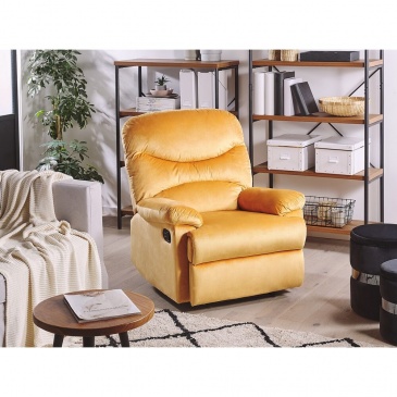 Fotel rozkładany welurowy żółty ESLOV