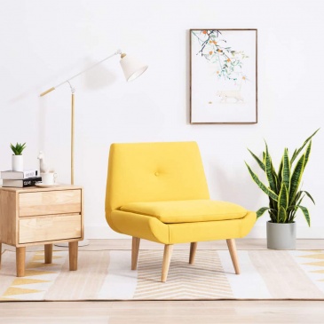 Fotel do salonu tapicerowany tkaniną żółty
