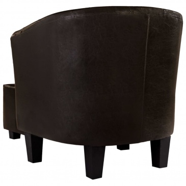 Fotel z podnóżkiem brązowy sztuczna skóra