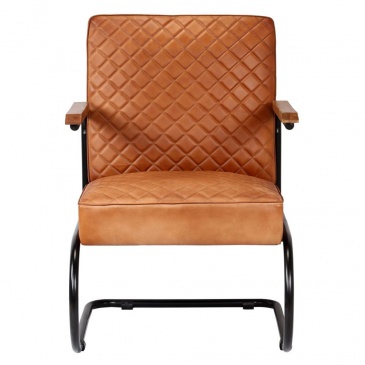Fotel z prawdziwej skóry, 63 x 75 x 88 cm, jasnobrązowy