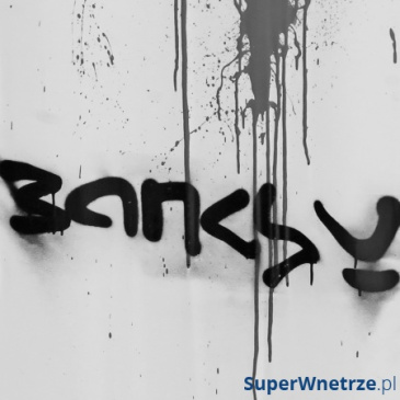 Fototapeta - Banksy - szary kolaż (50x1000 cm)