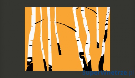 Fototapeta - Birches on the orange background (200x154 cm)