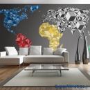 Fototapeta - Map of the World - colorful solids (550x270 cm)