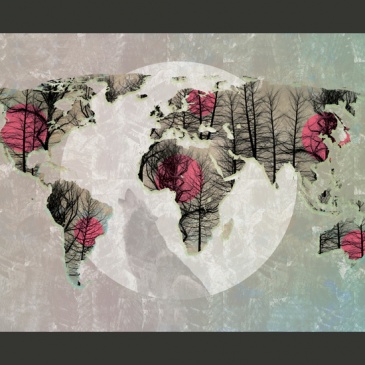 Fototapeta - Map of the World - Howling to the moon (200x154 cm)