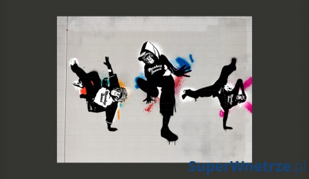 Fototapeta - Monkey dance - street art (200x154 cm)