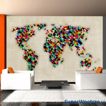 Fototapeta - World Map - a kaleidoscope of colors (200x154 cm)