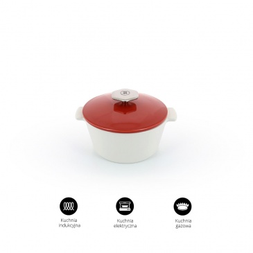 Garnek okrągły 3,4 L porcelanowy Revol Revolution czerwony (na indukcję