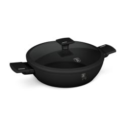 Garnek płytki 3,8L z pokrywką 28cm Berlinger Haus Matte Black Collection BH-8185 Garnek płytki 3,8L z pokrywką 28cm Berlinger Haus Matte Black Collection BH-8185