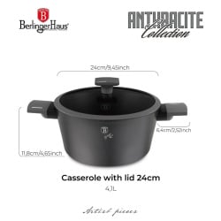 Garnek z pokrywką 24cm BerlingerHaus BH- 8131 | Antracit Collection Garnek z pokrywką 24cm BerlingerHaus BH- 8131 | Antracit Collection