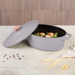 Garnek żeliwny owalny 4,65l z pokrywką 30cm Berlinger Haus Taupe BH-6541 Garnek żeliwny owalny 4,65l z pokrywką 30cm Berlinger Haus Taupe BH-6541