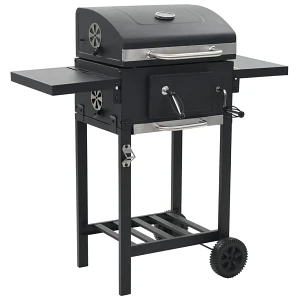 Grill węglowy z dolną półką, czarny